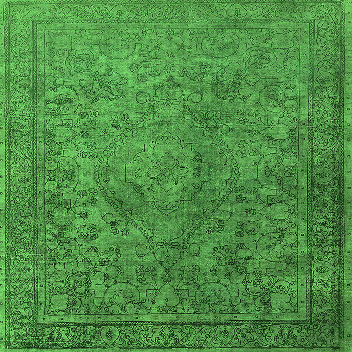 Square Machine Washable Oriental Green Industrial Area Rugs, wshurb1833grn