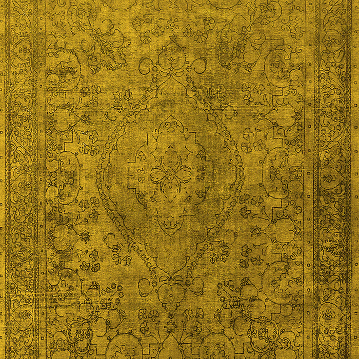 Machine Washable Oriental Yellow Industrial Rug, wshurb1833yw