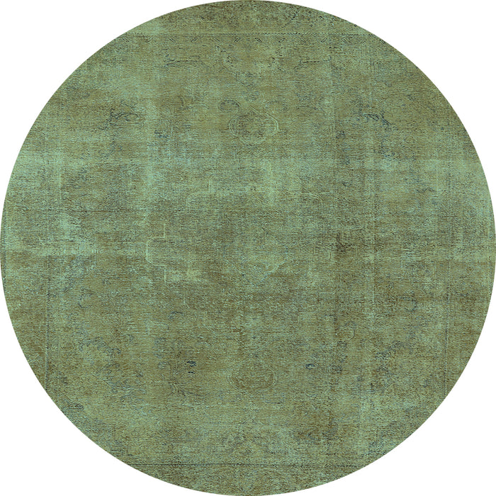 Round Machine Washable Oriental Light Blue Industrial Rug, wshurb1834lblu