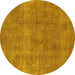 Round Oriental Yellow Industrial Rug, urb1834yw