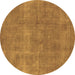 Round Oriental Brown Industrial Rug, urb1834brn