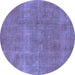 Round Oriental Blue Industrial Rug, urb1834blu