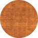 Round Machine Washable Oriental Orange Industrial Area Rugs, wshurb1834org