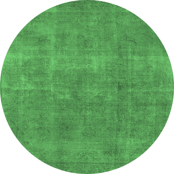 Round Oriental Emerald Green Industrial Rug, urb1834emgrn