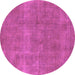 Round Machine Washable Oriental Purple Industrial Area Rugs, wshurb1834pur