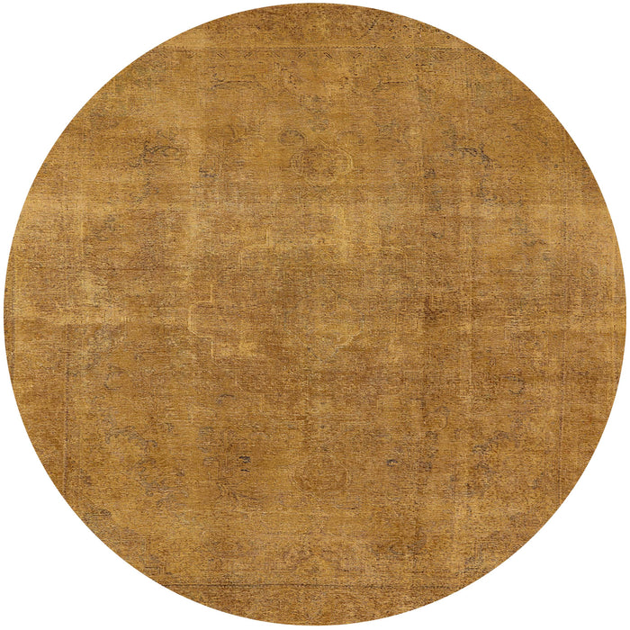 Round Machine Washable Industrial Modern Orange Rug, wshurb1834