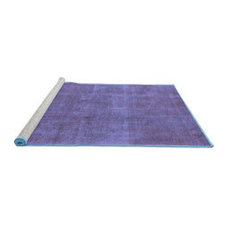 Sideview of Machine Washable Oriental Blue Industrial Rug, wshurb1834blu