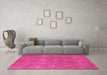 Machine Washable Oriental Pink Industrial Rug in a Living Room, wshurb1834pnk