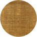 Round Mid-Century Modern Orange Oriental Rug, urb1835