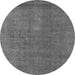 Round Machine Washable Oriental Gray Industrial Rug, wshurb1835gry