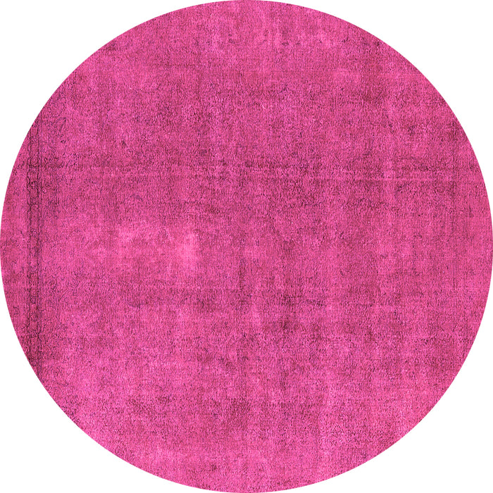 Round Machine Washable Oriental Pink Industrial Rug, wshurb1835pnk