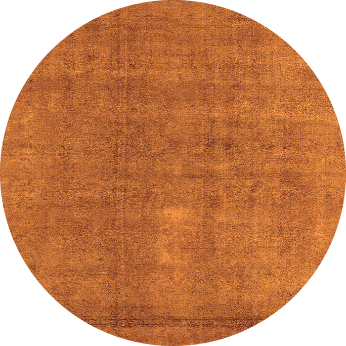 Round Machine Washable Oriental Orange Industrial Area Rugs, wshurb1835org