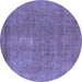 Round Oriental Blue Industrial Rug, urb1835blu