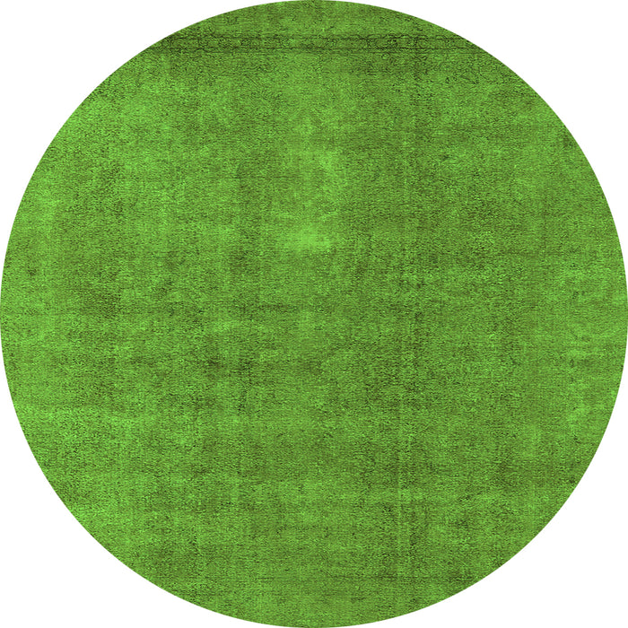 Round Machine Washable Oriental Green Industrial Area Rugs, wshurb1835grn