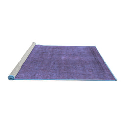 Sideview of Machine Washable Oriental Blue Industrial Rug, wshurb1835blu