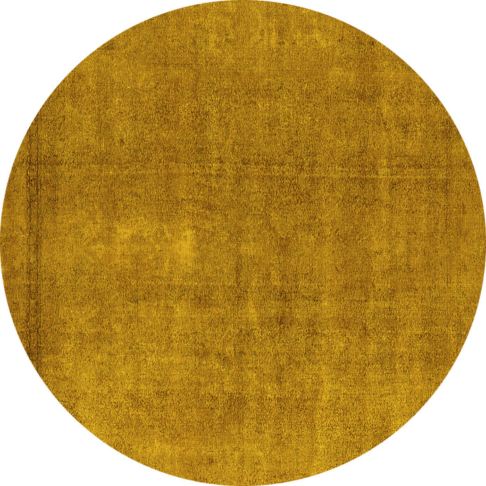 Round Oriental Yellow Industrial Rug, urb1835yw