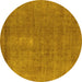 Round Oriental Yellow Industrial Rug, urb1835yw