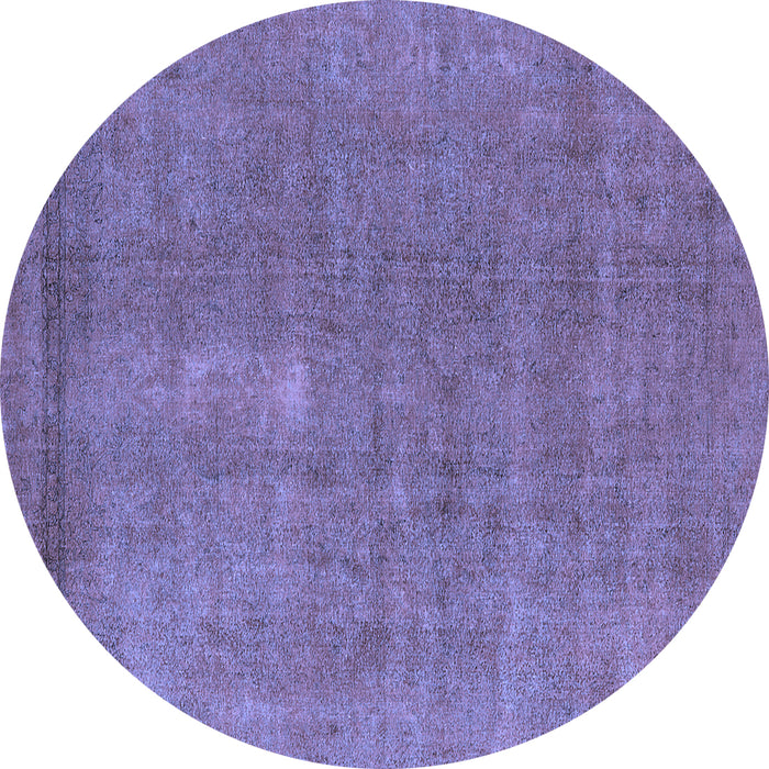 Round Machine Washable Oriental Blue Industrial Rug, wshurb1835blu