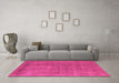 Machine Washable Oriental Pink Industrial Rug in a Living Room, wshurb1835pnk