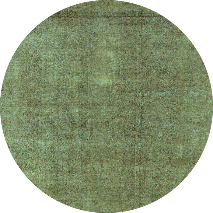 Round Machine Washable Oriental Light Blue Industrial Rug, wshurb1835lblu