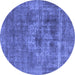 Round Oriental Blue Industrial Rug, urb1836blu