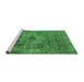 Sideview of Machine Washable Oriental Emerald Green Industrial Area Rugs, wshurb1836emgrn