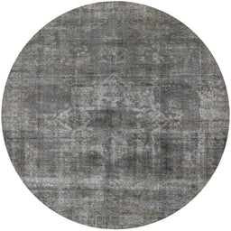 Round Machine Washable Industrial Modern Carbon Gray Rug, wshurb1836