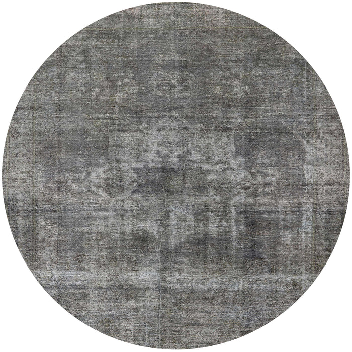 Round Machine Washable Industrial Modern Carbon Gray Rug, wshurb1836
