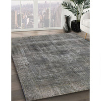 Mid-Century Modern Carbon Gray Oriental Rug, urb1836