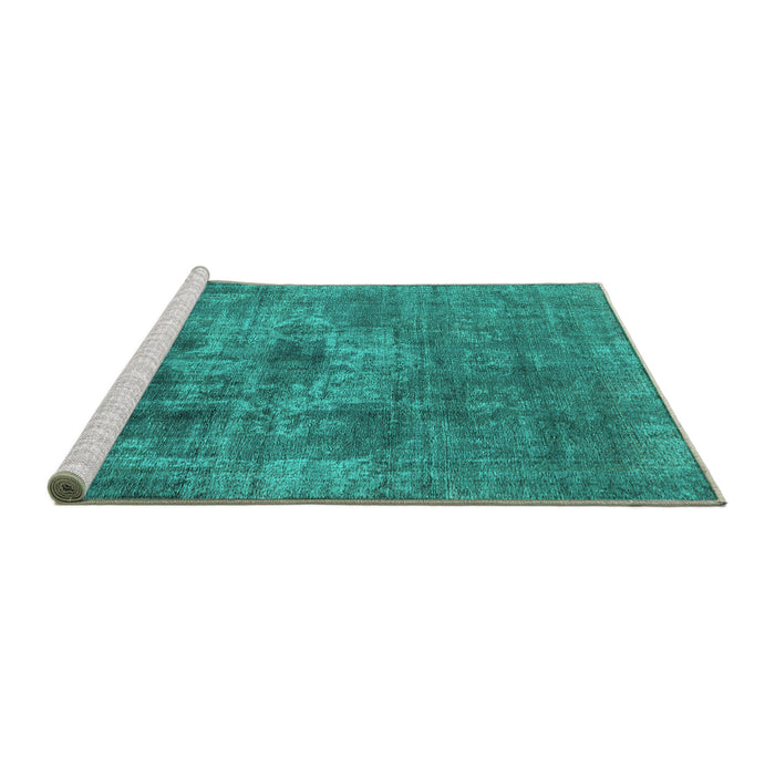Sideview of Machine Washable Oriental Turquoise Industrial Area Rugs, wshurb1836turq