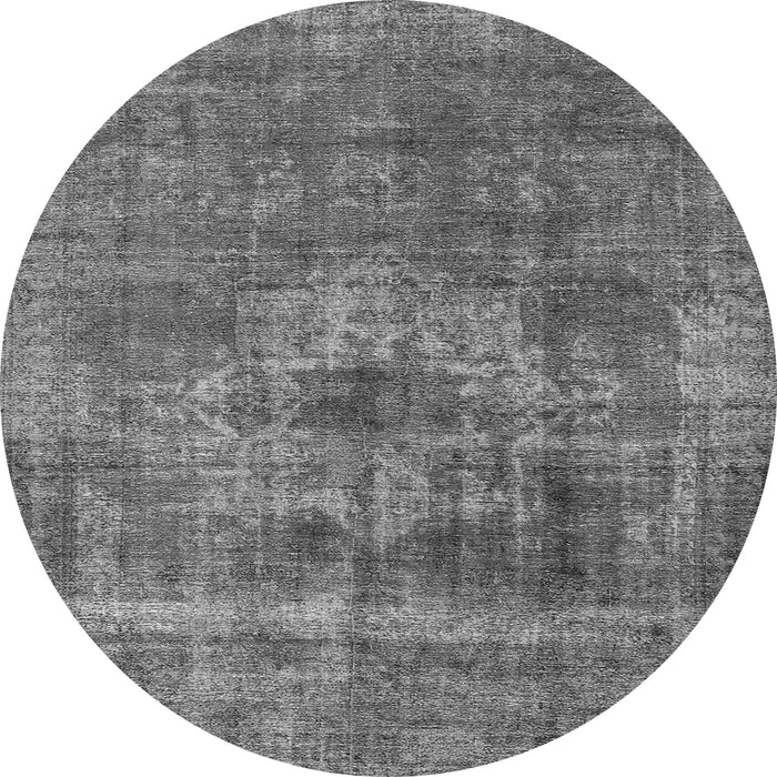 Round Machine Washable Oriental Gray Industrial Rug, wshurb1836gry