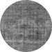 Round Machine Washable Oriental Gray Industrial Rug, wshurb1836gry