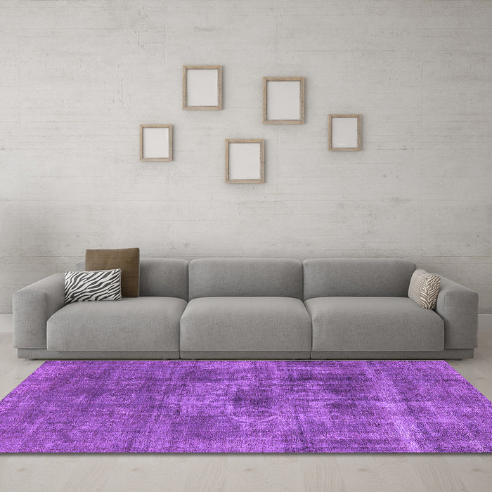Machine Washable Oriental Purple Industrial Area Rugs in a Living Room, wshurb1836pur