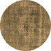 Round Oriental Brown Industrial Rug, urb1836brn