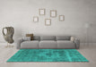 Machine Washable Oriental Turquoise Industrial Area Rugs in a Living Room,, wshurb1836turq