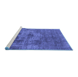 Sideview of Machine Washable Oriental Blue Industrial Rug, wshurb1836blu