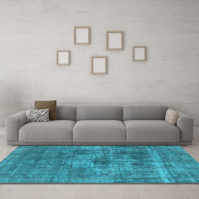 Machine Washable Oriental Light Blue Industrial Rug in a Living Room, wshurb1836lblu