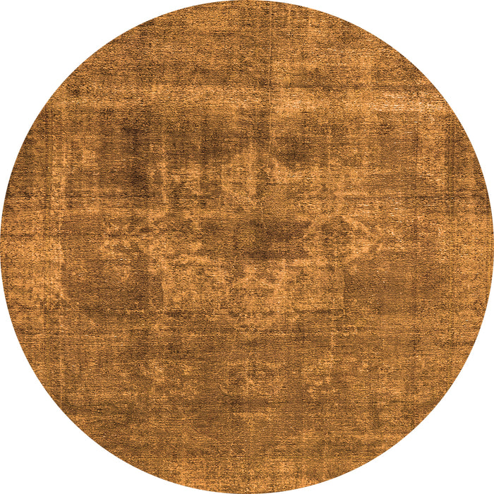 Round Machine Washable Oriental Orange Industrial Area Rugs, wshurb1836org