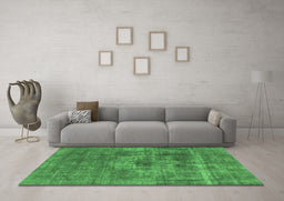 Machine Washable Oriental Emerald Green Industrial Area Rugs in a Living Room,, wshurb1836emgrn