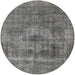 Round Mid-Century Modern Carbon Gray Oriental Rug, urb1836