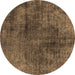 Round Oriental Brown Industrial Rug, urb1837brn