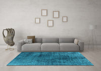 Machine Washable Oriental Light Blue Industrial Rug, wshurb1837lblu