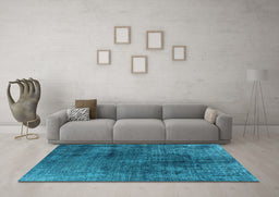 Machine Washable Oriental Light Blue Industrial Rug in a Living Room, wshurb1837lblu