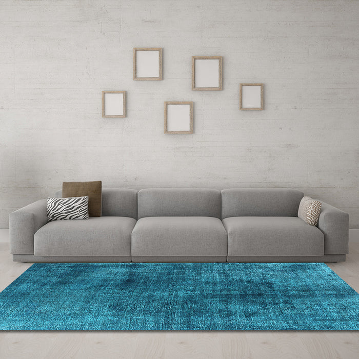 Machine Washable Oriental Light Blue Industrial Rug in a Living Room, wshurb1837lblu