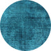 Round Oriental Light Blue Industrial Rug, urb1837lblu