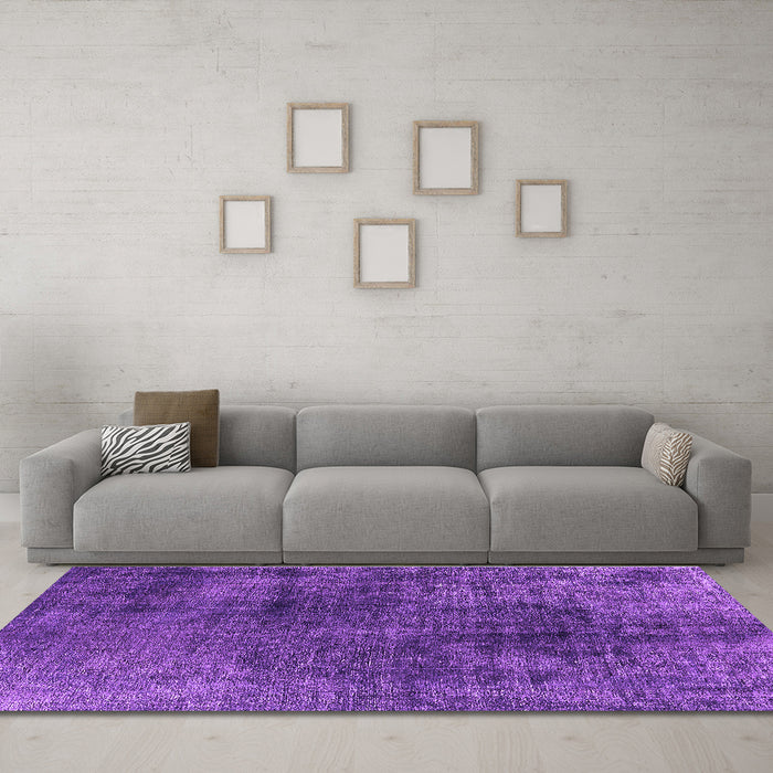 Machine Washable Oriental Purple Industrial Area Rugs in a Living Room, wshurb1837pur