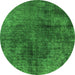 Round Oriental Green Industrial Rug, urb1837grn