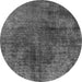 Round Machine Washable Oriental Gray Industrial Rug, wshurb1837gry