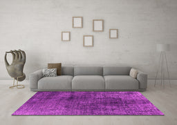 Machine Washable Oriental Pink Industrial Rug in a Living Room, wshurb1837pnk