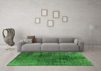 Machine Washable Oriental Green Industrial Rug, wshurb1837grn